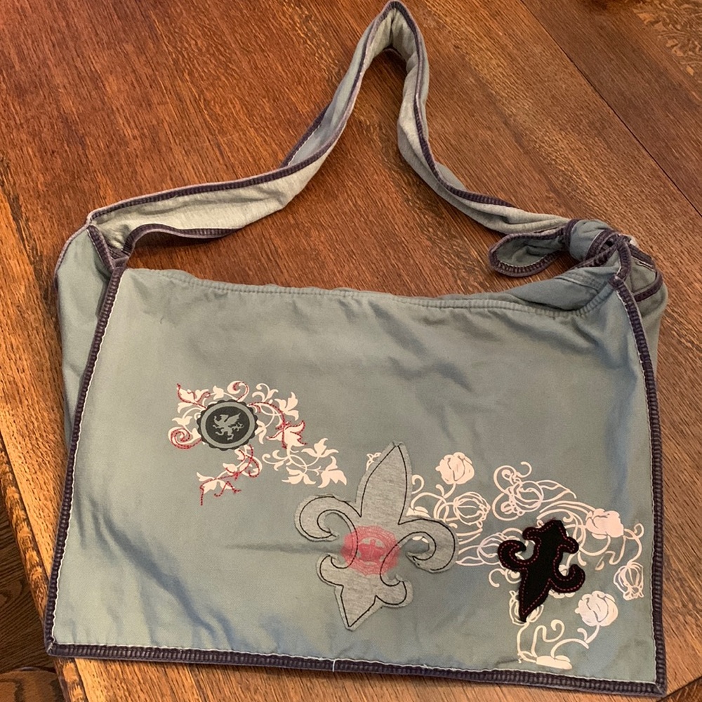 Old Navy Grey Canvas Messenger Bag